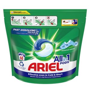 Detergent de rufe capsule Ariel All in One PODS Mountain Spring 65 spalari