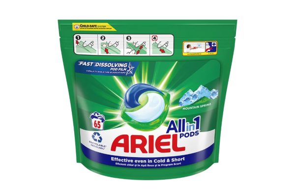 Detergent de rufe capsule Ariel All in One PODS Mountain Spring 65 spalari